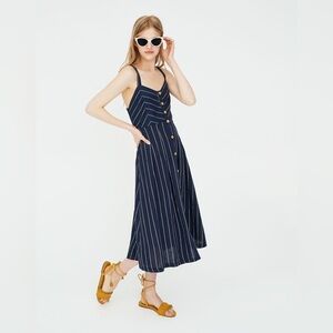 Pull&Bear Navy Striped Midi Dress